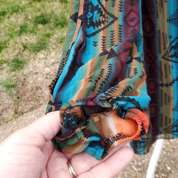 🌟 3 for $15 Deal! 🌟Sweet Storm teal orange long sleeve dress S - Picture 4 of 8